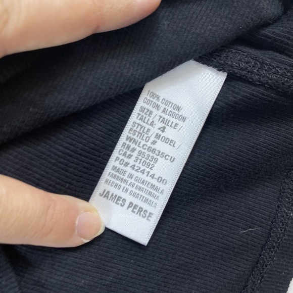 Standard James Perse Dress Women Sz 4 (US XL) Black Ribbed Stretchy Long Sleeve - Picture 6 of 9